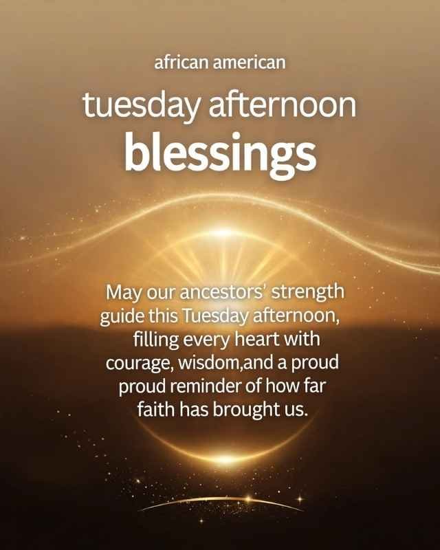 Tuesday Afternoon Blessings greeting card featuring a peaceful blue sky with soft white clouds above rolling green hills covered in colorful wildflowers. Text reads “TUESDAY AFTERNOON BLESSINGS”, followed by “May your Tuesday afternoon be filled with peace, joy, and beautiful blessings.” At the bottom, it says “Have a Blessed Afternoon.”