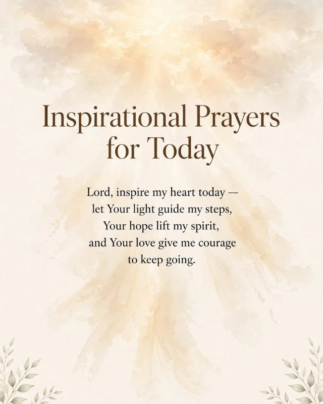 Prayers for Today card on webpage 120 Prayers for Today Powerful Short Daily Catholic Inspirational and Images, with tropical palm leaves border and text Lord on this Wednesday steady my heart in faith and give me patience to walk through today with purpose trust and quiet strength
