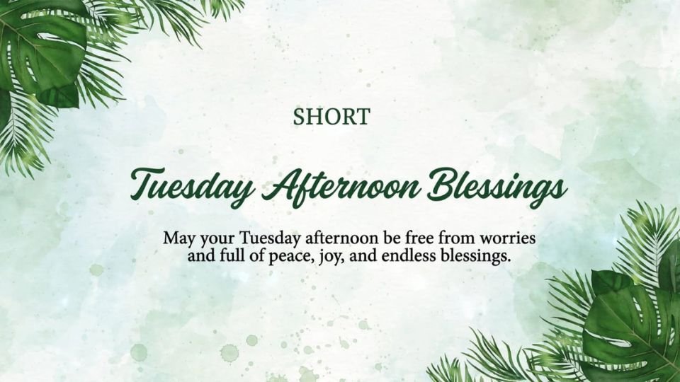 Short Prayers for Today card on webpage 120 Prayers for Today Powerful Short Daily Catholic Inspirational and Images, with tropical palm leaves border and text Lord on this Wednesday steady my heart in faith and give me patience to walk through today with purpose trust and quiet strength