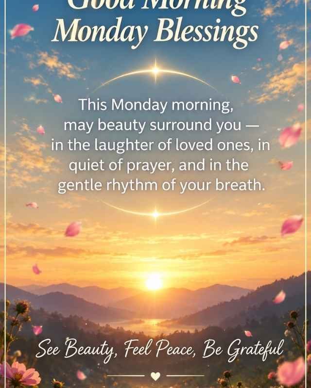 135 Good Morning Powerful Monday Blessings – inspirational quotes, prayers, messages, and images for friends. Beautiful watercolor daisies, green leaves, a warm cup of coffee, and soft pastel colors create a peaceful Monday morning blessing design. Find uplifting Monday blessings to start the week with joy and peace. WishesJoy.com