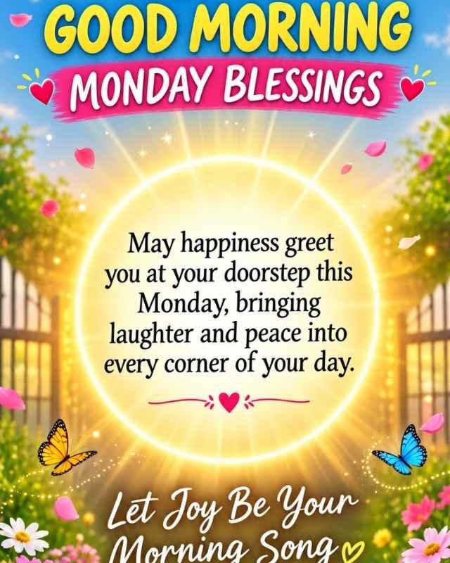 135 Good Morning Powerful Monday Blessings – inspirational quotes, prayers, messages, and images for friends. Beautiful watercolor daisies, green leaves, a warm cup of coffee, and soft pastel colors create a peaceful Monday morning blessing design. Find uplifting Monday blessings to start the week with joy and peace. WishesJoy.com